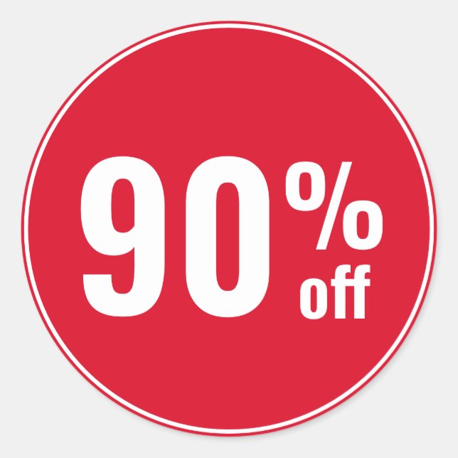Sticker Rond Vente avec 90 pour cent de réduction (Devant)