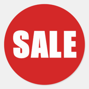 Sticker Rond Vente Fond Rouge