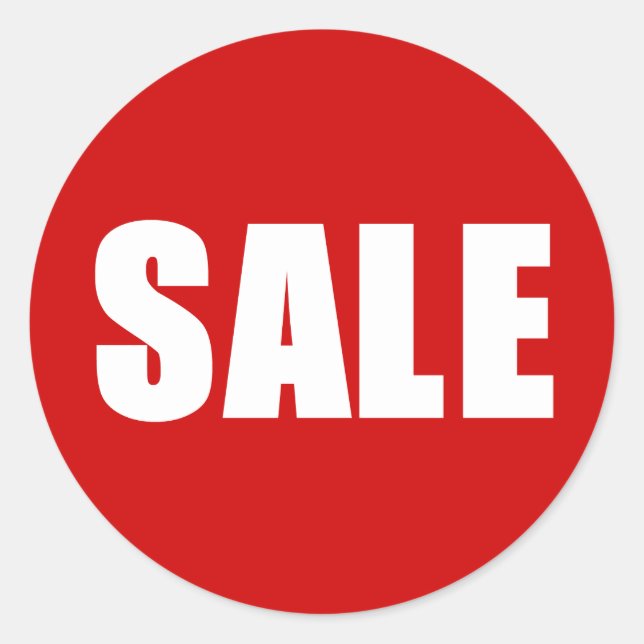 Sticker Rond Vente Fond Rouge (Devant)