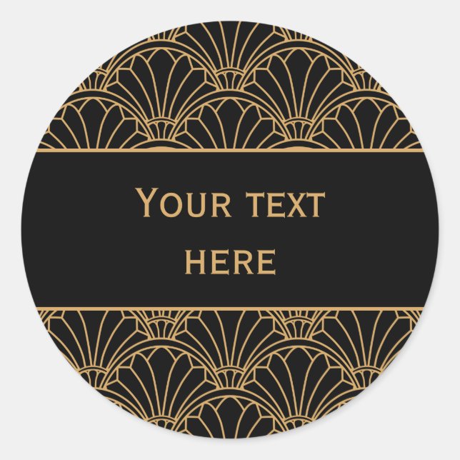 Sticker Rond Ventilateur Art déco noir et or Motif (Devant)