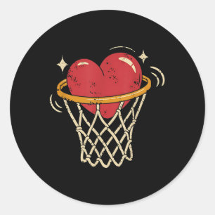 Sticker Rond Ventilateur Valentine Heart Basketball Hoop Love P