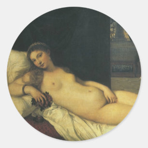 Sticker Rond Vénus d'Urbino par Titien, Art de la Renaissance