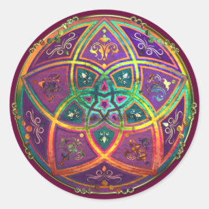 Sticker Rond Vénus Fleur d'amour fineART Oriental Antique Or