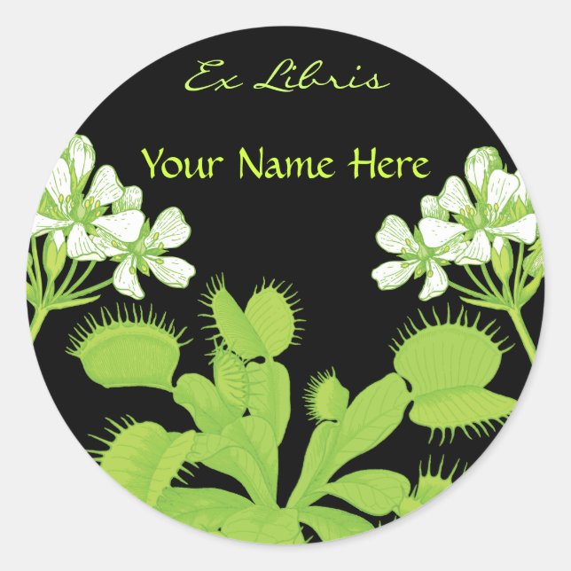 Sticker Rond Venus Flytrap Ex Libris (Devant)