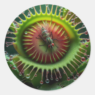 Sticker Rond Venus Flytrap Floral Fun Weird Bold Spooky