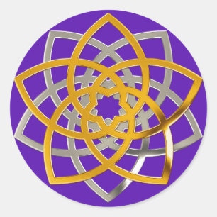 Sticker Rond Venusblume Duo Gold Silver violet