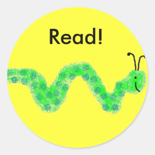 Sticker Rond Ver de livre