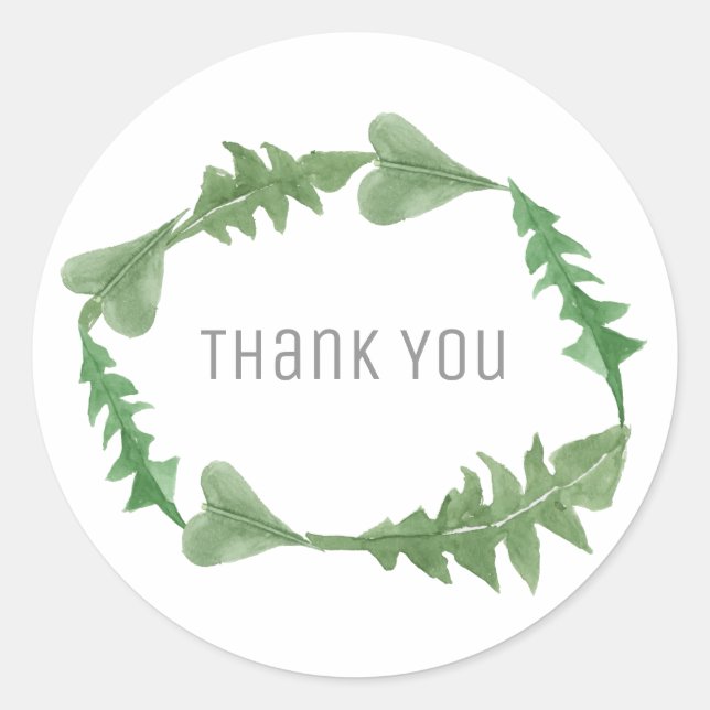 Sticker Rond Verdure Aquarelle Foliage Mariage Merci (Devant)