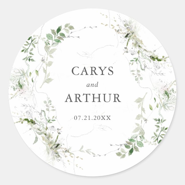 Sticker Rond Verdure botanique couronne Mariage moderne (Devant)