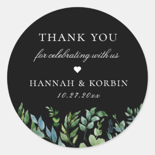 Sticker Rond Verdure botanique Mariage noir Favoriser
