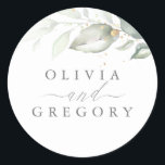 Sticker Rond Verdure et or Elégant Mariage romantique<br><div class="desc">stickers mariage vert et or</div>