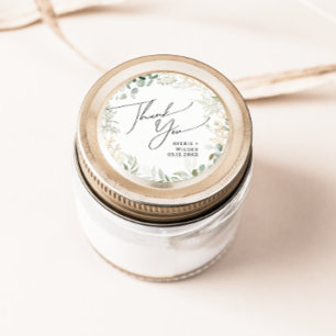 Sticker Rond Verdure lunaire Merci Or Mariage Faveur