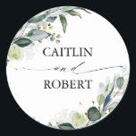 Sticker Rond Verdure luxuriante et feuillage Eucalyptus Élégant<br><div class="desc">Feuillage vert élégant autocollants de mariage</div>