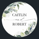 Sticker Rond Verdure luxuriante et feuillage Eucalyptus Élégant<br><div class="desc">Feuillage vert élégant autocollants de mariage</div>
