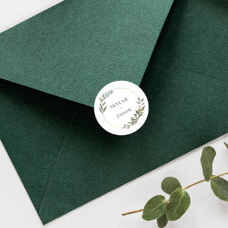 Sticker Rond Verdure minimale feuille & Cercle géométrique or