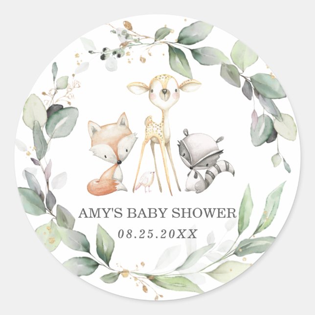 Sticker Rond Verdure rustique Bois Animaux Merci Favoriser (Devant)