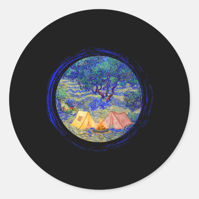 Sticker Rond Verger d'oliviers de Vincent Van Gogh Graphique de (Devant)