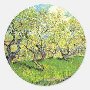 Sticker Rond Verger en fleurs par Vincent van Gogh