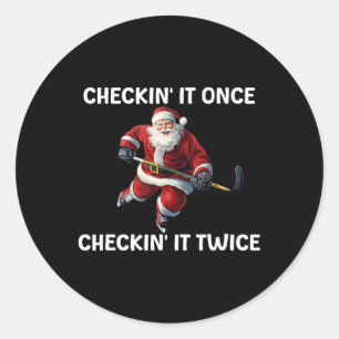 Sticker Rond Vérification une fois vérification deux fois Santa