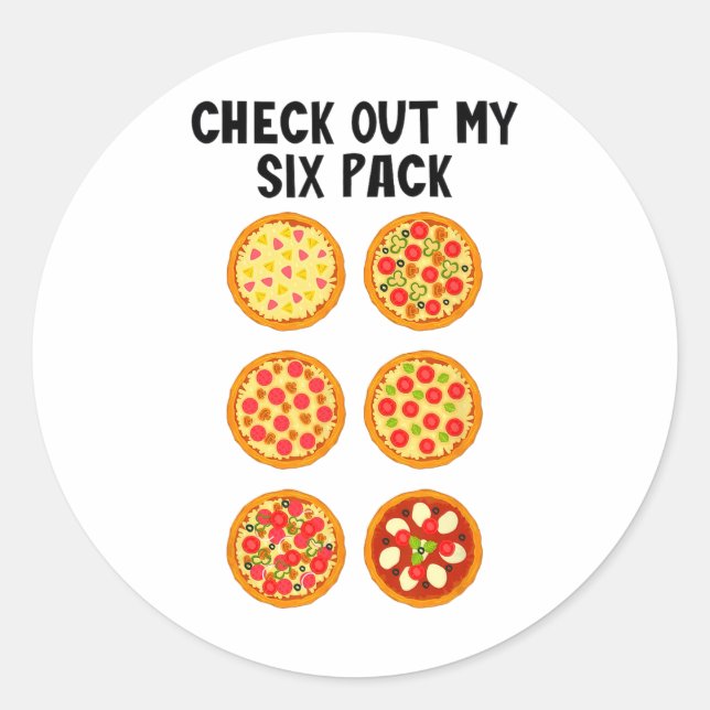 Sticker Rond Vérifiez Mon Pack De Six Funn Pizza  (Devant)