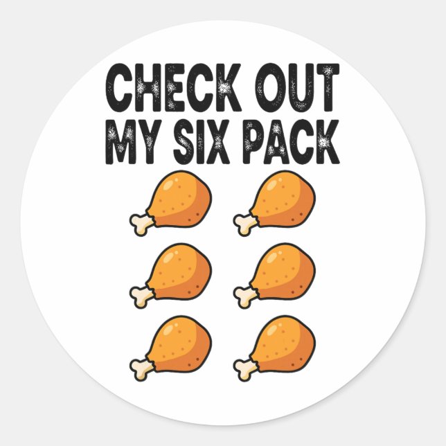 Sticker Rond Vérifiez Mon Pack De Six Poulet Frit  (Devant)