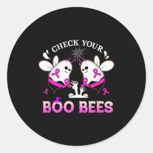 Sticker Rond Vérifiez Vos Abeilles Boo Drôle Cancer du Sein Hal