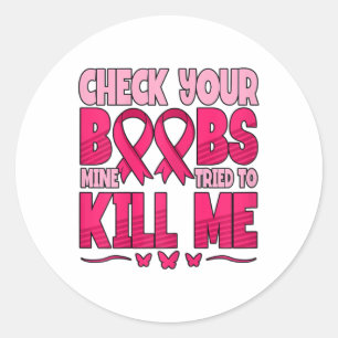 Sticker Rond Vérifiez votre sensibilisation au cancer du sein