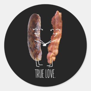 Sticker Rond Véritable Amour. Bacon et saucisson