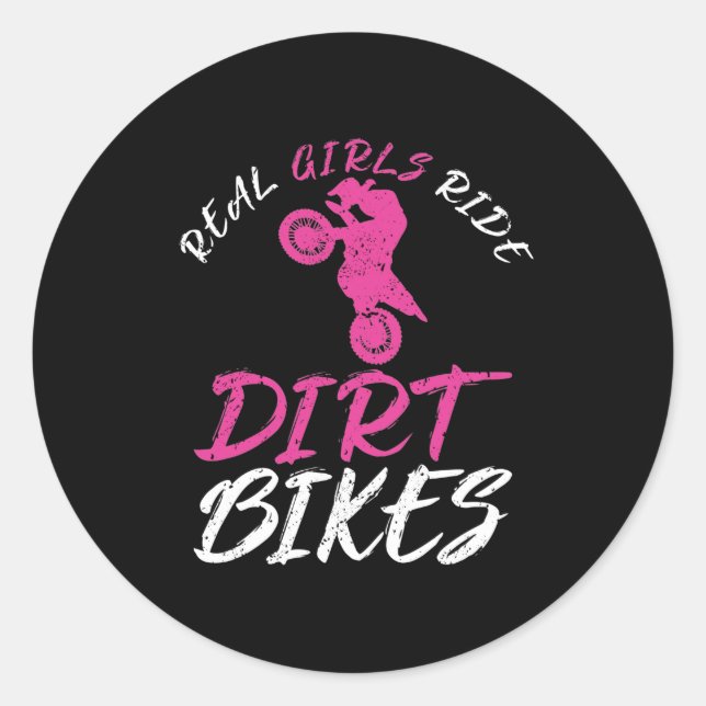 Sticker Rond Véritable Filles Ride Dirt Vélos Moto Motocross (Devant)