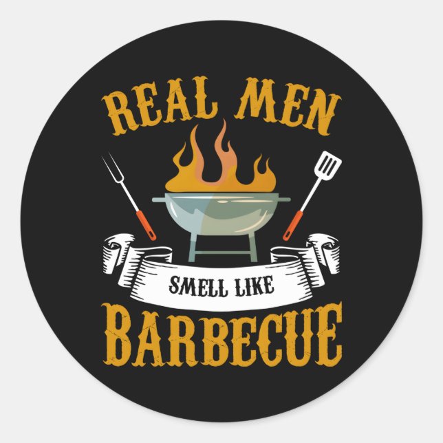 Sticker Rond Véritable Odeur Comme Barbecue Barbecue Grill Cook (Devant)