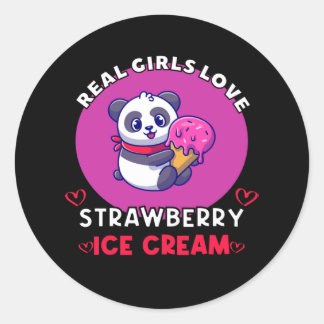 Sticker Rond Véritables Femmes Aiment Crème glacée fraise