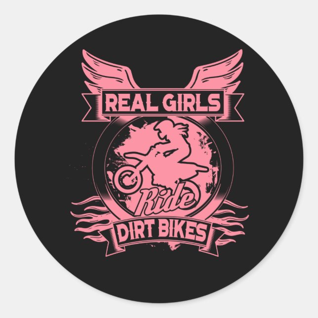 Sticker Rond Véritables Filles Ride Dirt Vélos Pour Femmes Moto (Devant)