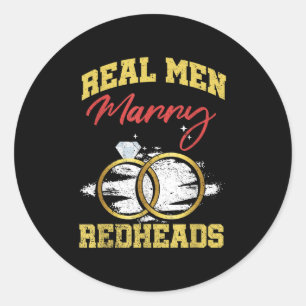 Sticker Rond Véritables Hommes Époux Mariage Groom Bride Ginger