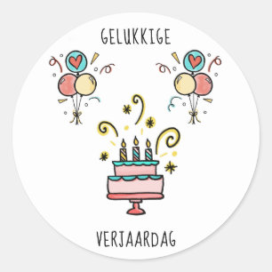 Sticker Rond Verjaardag   Joyeux anniversaire
