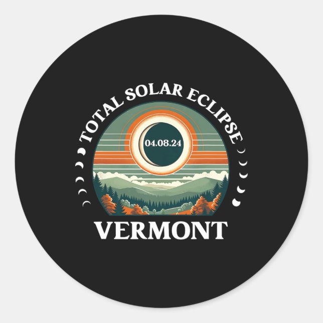 Sticker Rond Vermont Eclipse 4.08.24 Amérique Total Éclips sola (Devant)