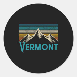 Sticker Rond Vermont Montagnes Vintages Randonnée rétro Souveni