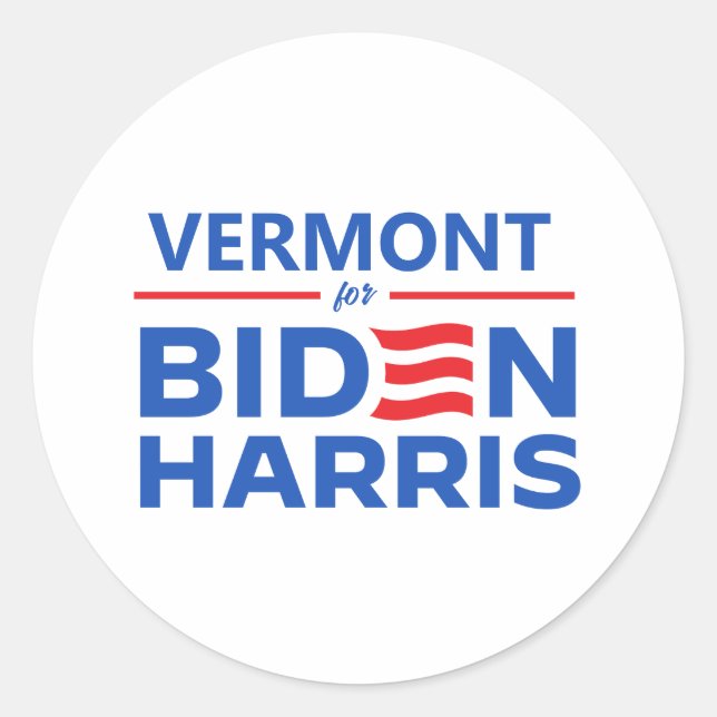 Sticker Rond Vermont pour Biden Harris (Devant)