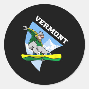 Sticker Rond Vermont Snowboard Snowboard Enfants Garçon