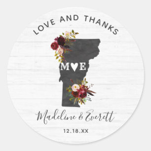 Sticker Rond Vermont State Destination Rustique Mariage Merci