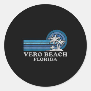 Sticker Rond Vero Beach Floride Famille Vacances été Vintage