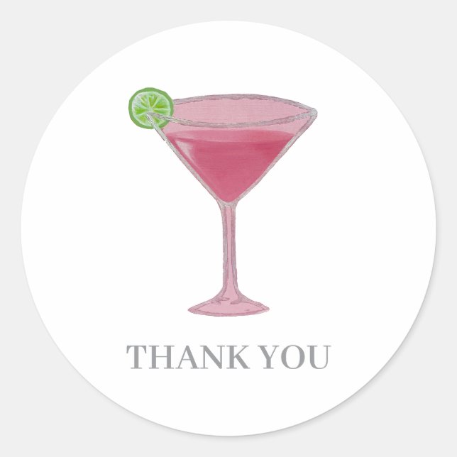 Sticker Rond Verre à Martini Cosmo Peinture Merci (Devant)