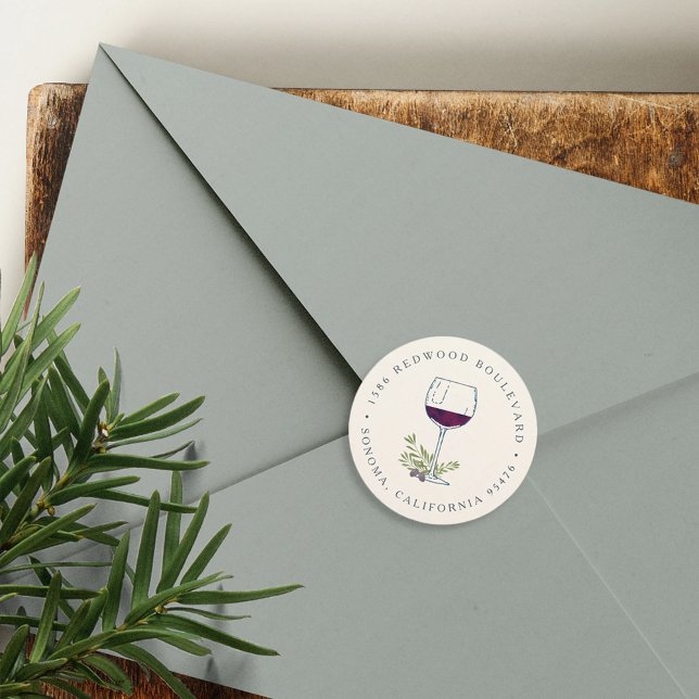 Sticker Rond Verre à vin Adresse de retour (Créateur téléchargé)