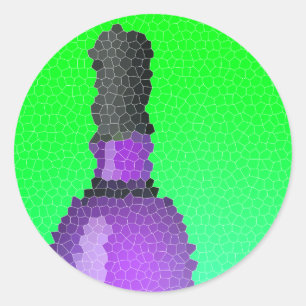 Sticker Rond verre à vin et bouteille : vitrail