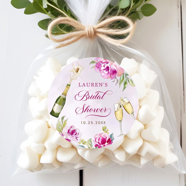 Sticker Rond Verre à vin Fête des mariées florale (Créateur téléchargé)