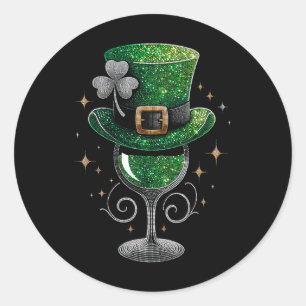 Sticker Rond Verre à vin Trèfle Boire la Saint-Patrick Irlandai