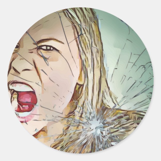 Sticker Rond verre, autocollant, verre cassé, verre cassé (Devant)