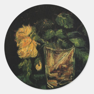Sticker Rond Verre avec Roses par Vincent van Gogh