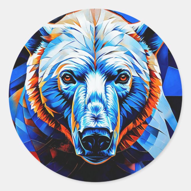 Sticker Rond Verre coloré ours (Devant)