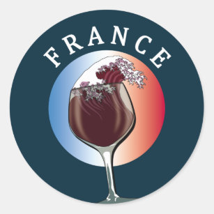 Sticker Rond Verre de vin français - France
