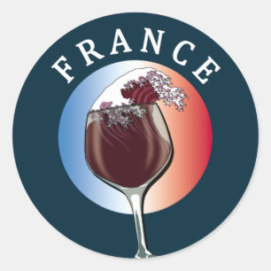 Sticker Rond Verre de vin français - France